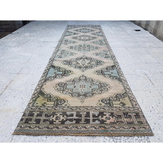 Vintage Oriental Anatolian Large Foyer Size Rug 3'1" X 11'7" 37.4'' x 139.4'' / 95 x 354 cm Hand woven with high quality...