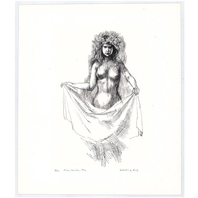 Circa 1960 Herbert Lewis Fink (1921 - 2006) "Flora Number Two," etching on paper; pencil signed, titled and numbered 11 of...