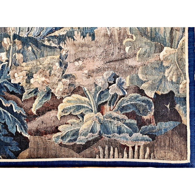 Textile 18th-Century European Forest and Chateâu Tapestry For Sale - Image 7 of 8