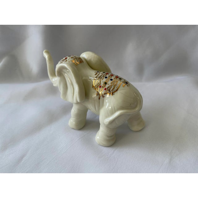 Mid 20th Century Mid 20th Century Vintage Ceramic White and Gold Elephant For Sale - Image 5 of 9