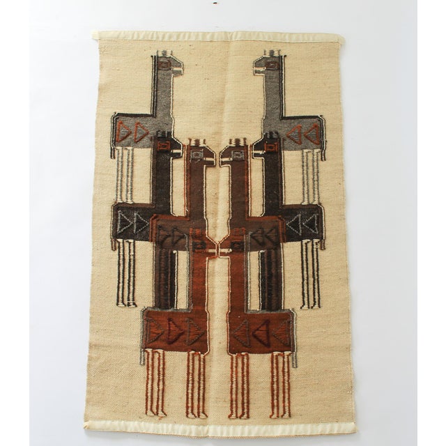 Vintage Peruvian Handwoven Alpaca Tapestry Wall Hanging Folk Art For Sale In Milwaukee - Image 6 of 8