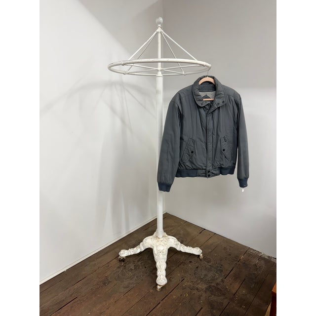 Norwich Nickle and Brass Industrial Revolving Clothing Rack, Norwich Ct For Sale - Image 4 of 17