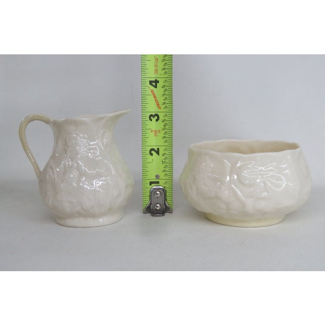 Belleek Ireland Porcelain Lotus Pattern Creamer and Sugar Bowl Set 4638b For Sale - Image 12 of 14