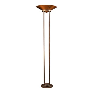 1980s Modernist Copper Tube Torchiere Floor Lamp by Jim Bindman for Rainbow Lamp Co. For Sale