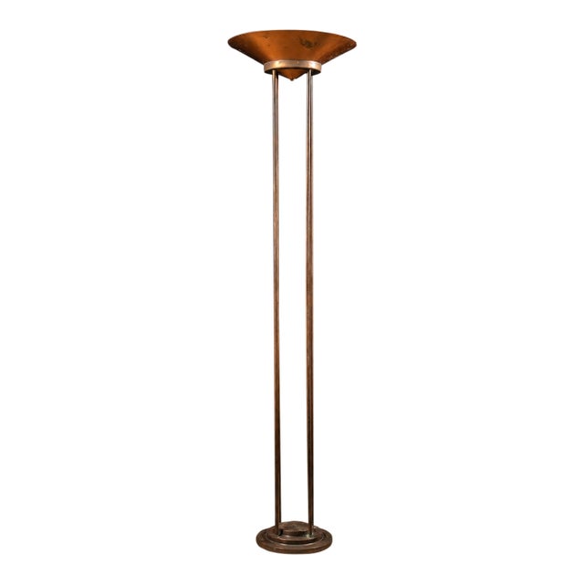 1980s Modernist Copper Tube Torchiere Floor Lamp by Jim Bindman for Rainbow Lamp Co. For Sale