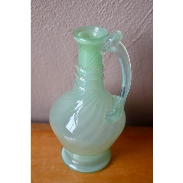 1950s Vintage Celadon Opaline Blown Glass Ewer, 1950s For Sale - Image 5 of 10
