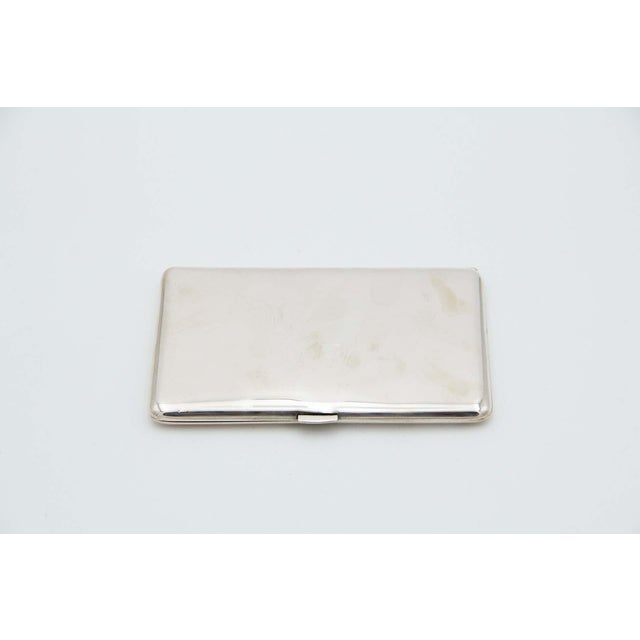 Plain Silver Rectangular Cigarette Case with Hinged Lid For Sale - Image 3 of 4