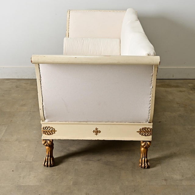 Swedish Empire Circa 1820 Painted Parcel Gilt Settee For Sale - Image 12 of 12