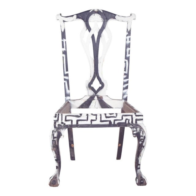 Wood Black and White Painted Chair by Francisco Camilo For Sale - Image 7 of 7