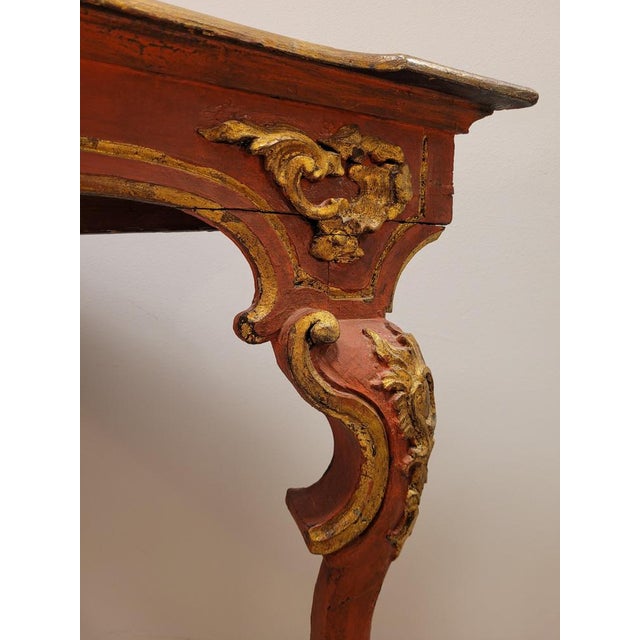18th Century Baroque Corner Console in Polychrome in Red, Andalusia For Sale - Image 16 of 18