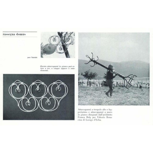 A large and decorative wall-mounted Riviera Style coat & hat rack with five hooks from the 1960s. Designed by Italian...