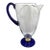 Vintage Romanian Cobalt Blue and Gold Crystal Pedestal Pitcher For Sale