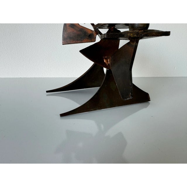 Vintage Handmade Brutalist Metal Sculptural Candle Holder For Sale - Image 11 of 11