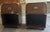 Beautiful pair of vintage Henredon campaign-style nightstands/end tables featuring brass corner accents, recessed brass...