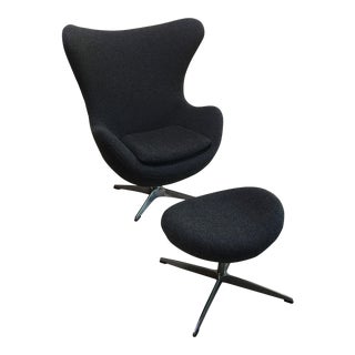Mid Century Modern Arne Jacobsen Egg Chair & Ottoman For Sale