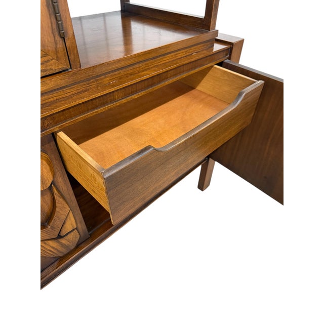 Mid-Century Modern United Furniture Tiki Brutalist Walnut Room Divider ...