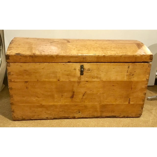 Late 19th Century Antique Pine Wood Dome Top Trunk For Sale In Atlanta - Image 6 of 6