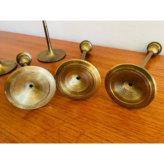 Mid-Century Brass Candlesticks, Set of 6 For Sale - Image 18 of 18