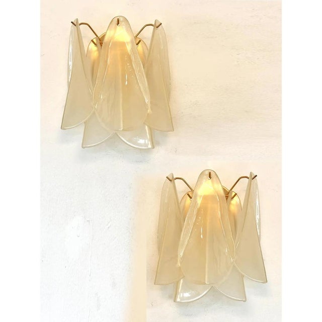 Early 21st Century Sanded Champagne Rondini Murano Wall Sconces by Simoeng, Set of 2 For Sale - Image 5 of 11