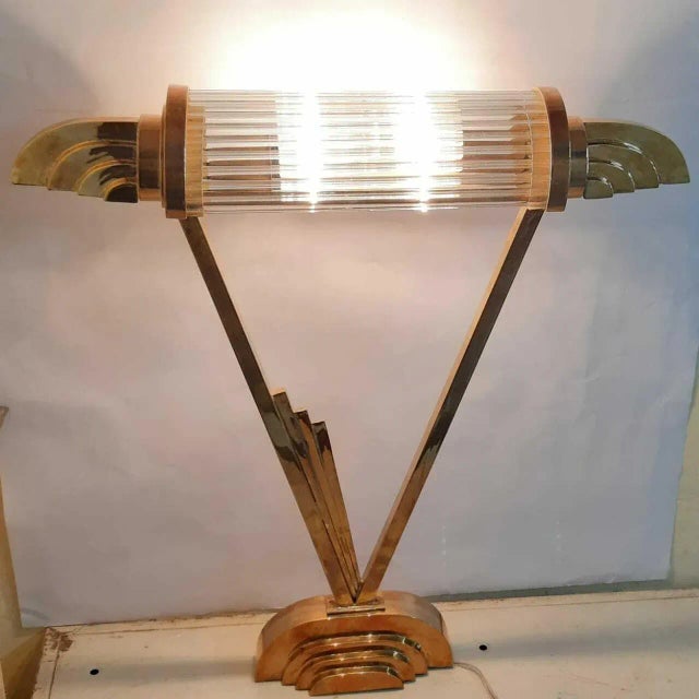 Skyscraper Vintage Art deco light Old Table Lamp Brass & Glass Rod Ship Light Excellent Working Condition Without any...