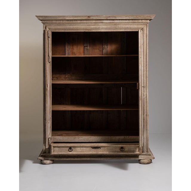 Light Gray 1800-1809 France Weathered Pale Grey Painted Oak Armoire For Sale - Image 8 of 11