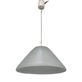 Vintage Space Age White Textured Glass Pendant Lamp, 1970s For Sale
