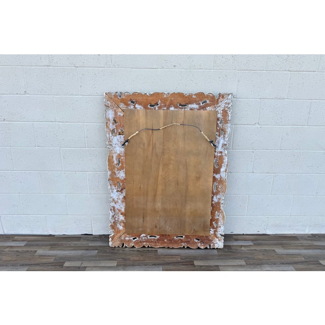 Antique Italian Baroque Style Hand-Carved Wood Wall Mirror With Acanthus Scrolls For Sale - Image 15 of 18