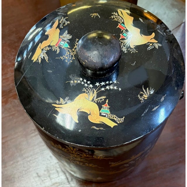 Chinoiserie Early English Ice Caddy in an Asian Chinoiserie Design, Signed For Sale - Image 3 of 8