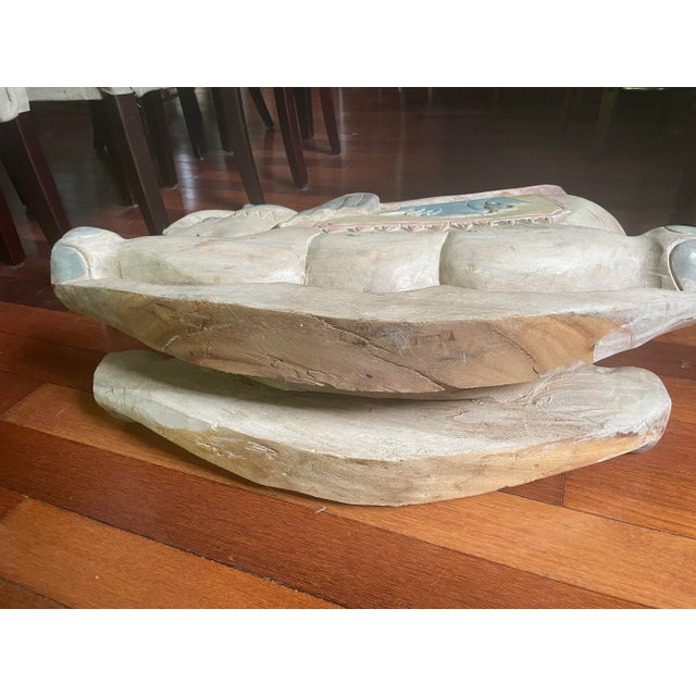 Silver Late 20th Century Carved Rocking Wood Elephant Decor For Sale - Image 8 of 10