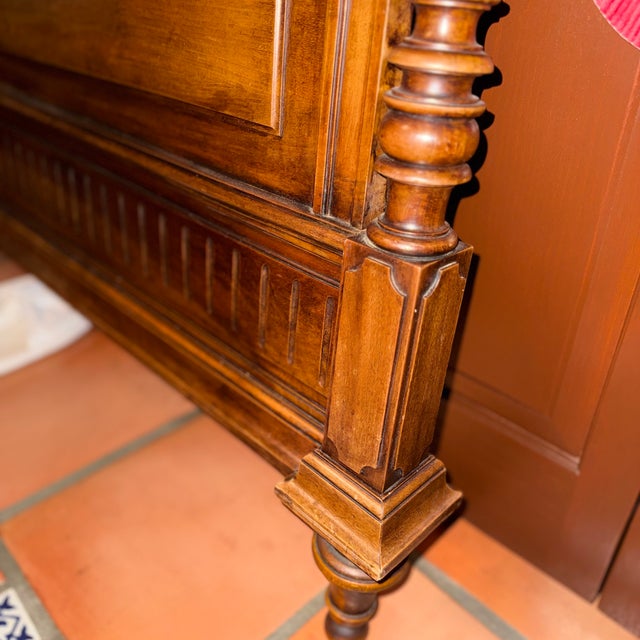 Victorian Antique 19th C French Victorian Revival Walnut Wood Full Bed Frame For Sale - Image 3 of 9