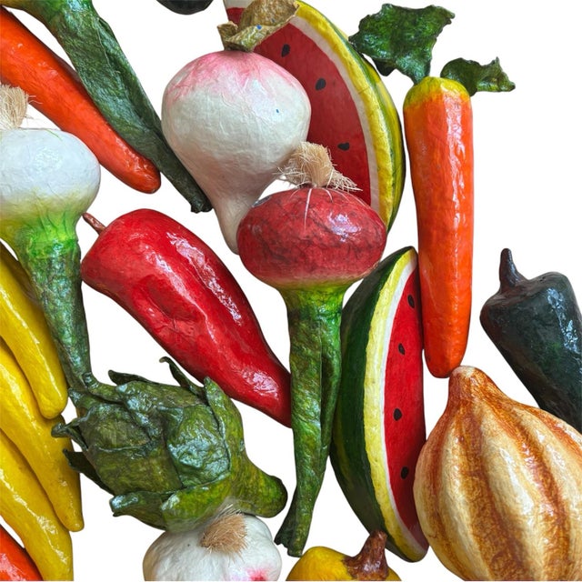 Vintage Realistic Hand Crafted Paper Mache Fruit & Vegetables (Set of 22) For Sale - Image 4 of 6