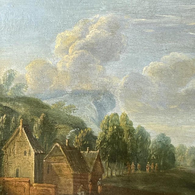 Follower of Jan Peeter Verdussen, Wooded Landscape & Village Scene, Oil on Panels, 18th Century, Set of 2 For Sale - Image 11 of 18