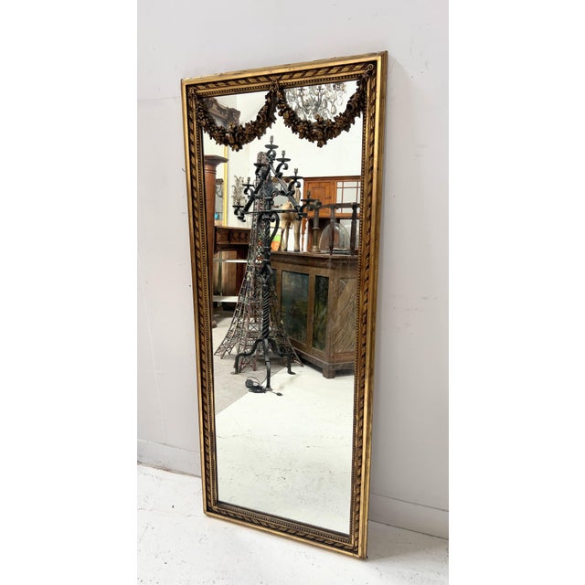 2000 - 2009 Louis XVI Style Console and Interior Mirror in Gilded Wood, Set of 2 For Sale - Image 5 of 18