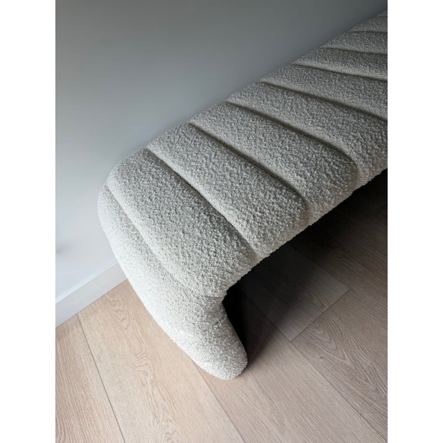 2020s Coco Republic Cream Boucle Bench - Fully Upholstered 60"w For Sale - Image 5 of 8