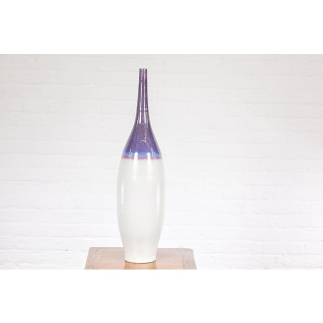 Multicolor Ceramic Bottle Base with Purple, Blue, Pink and White Tones For Sale - Image 4 of 12