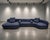 Contemporary Three Piece "Piaf" Sectional Sofa Made in Italy by Baxter, Dark Blue Leather For Sale - Image 3 of 18