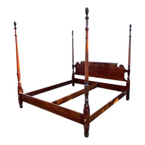 Statton Furniture Marked Colonial C Solid Cherry Four Poster King Bed Frame.
