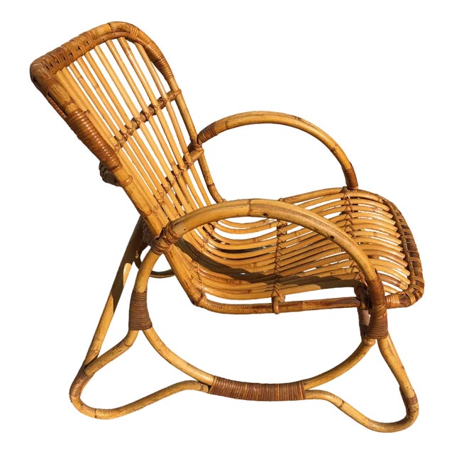 Vintage Bamboo Lounge Chair, 1980s For Sale