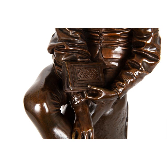 Brown Italian Antique Bronze Sculpture of “Christopher Columbus” by Giulio Monteverde For Sale - Image 8 of 18