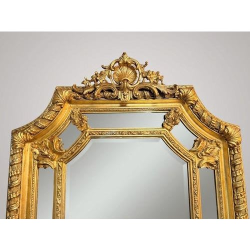 Large French Style Gilt Wood Section Mirror For Sale - Image 3 of 4
