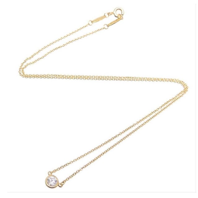 Arts & Crafts Diamonds by the Yard Single Diamond Pendant in Yellow Gold by Elsa Peretti T&Co For Sale - Image 3 of 18