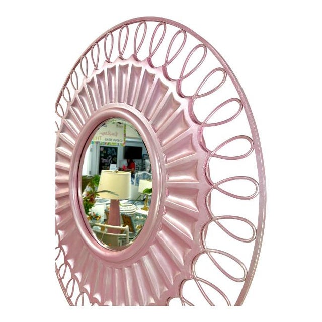 Mid 20th Century Pink Metallic Mirror For Sale - Image 5 of 5