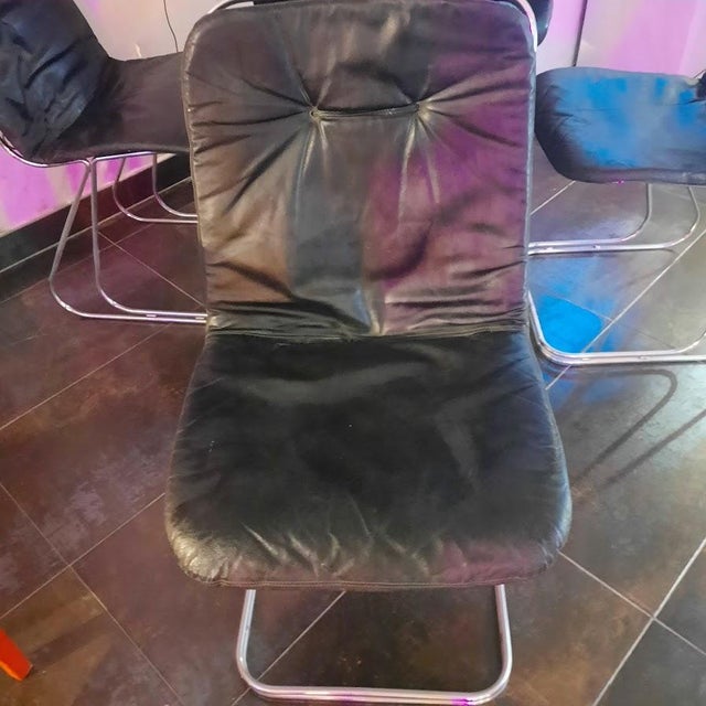 Chromed Steel Chairs in the style of Gastone Grimaldi, 1970s, Set of 4 For Sale - Image 3 of 7