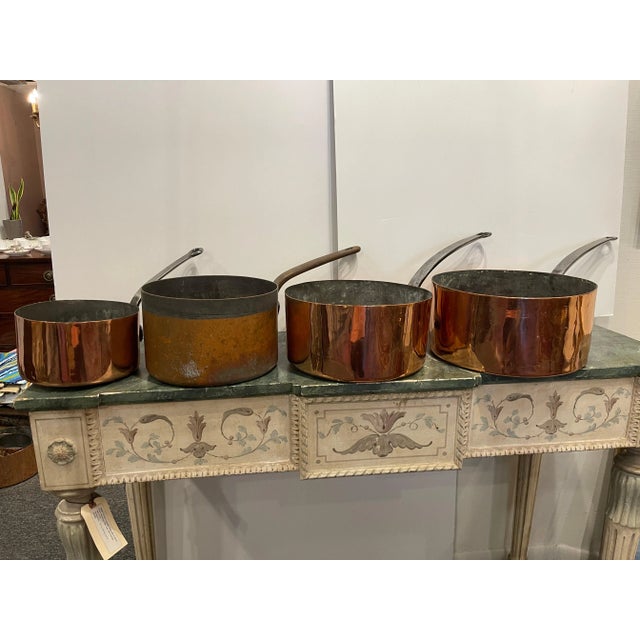 French Four Copper Pots in Different Sizes, 19th Century - Set of 4 For Sale - Image 4 of 4