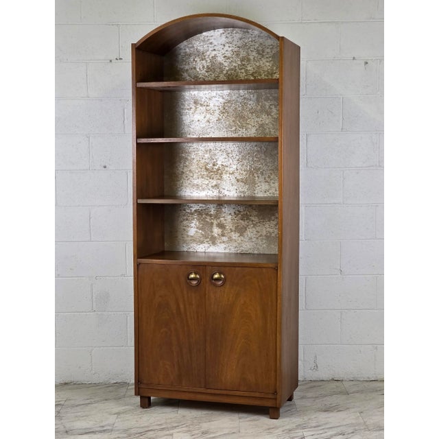 Founders Furniture Company Walnut Mid Century Arch Top Cabinet For Sale - Image 4 of 8