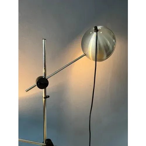 Mid-Century Silver Swing Arm Eyeball Floor Lamp For Sale - Image 5 of 11