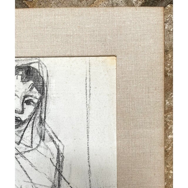 1957 Ruth Schloss Mixed Media Painting of Israeli Girls For Sale In Monterey, CA - Image 6 of 8