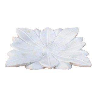 Carved Floral Motif Marble Tray For Sale