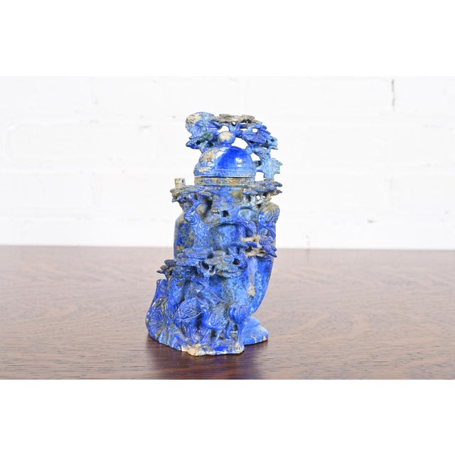 Antique Chinese Lapis Lazuli Birds and Tree Lidded Jar For Sale - Image 12 of 12