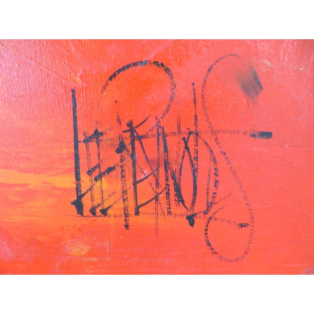 Mid 20th Century Mid 20th Century Red Abstract oiI Compostion by Lee Reynolds, Framed For Sale - Image 5 of 9